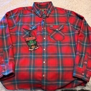 DIXXON Red and Green Plaid Casual Shirt